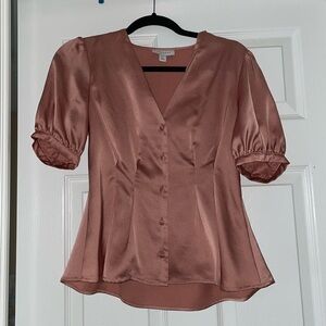 Topshop puff sleeve satin top
